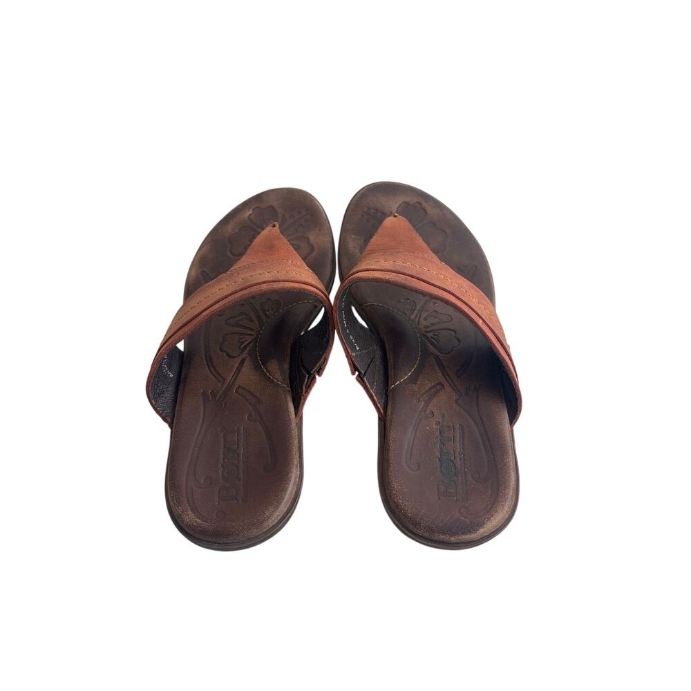 Born Leather Thong Sandals Brown Comfort Flip Flops Size 6 - Picture 2 of 6